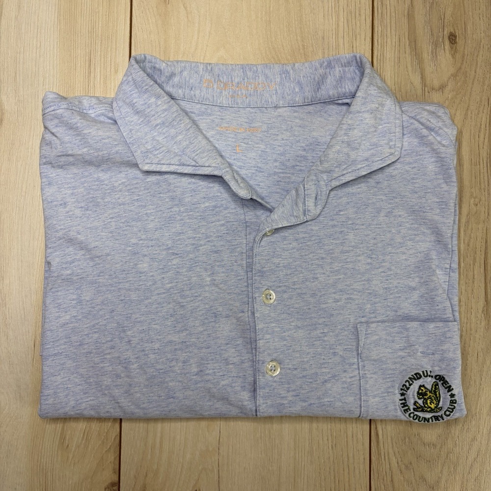 B Draddy THE COUNTRY CLUB Polo Shirt Mens Medium Heather Blue Pocket